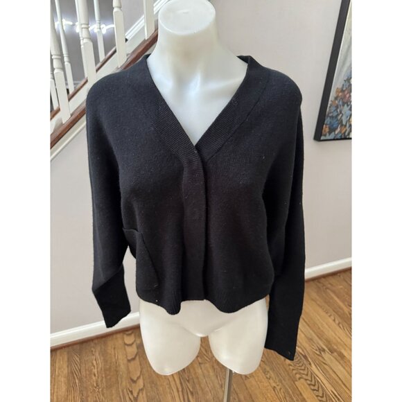 Christopher Fischer 100% Organic Cashmere Black Cardigan Sweater Size Medium - Picture 2 of 4